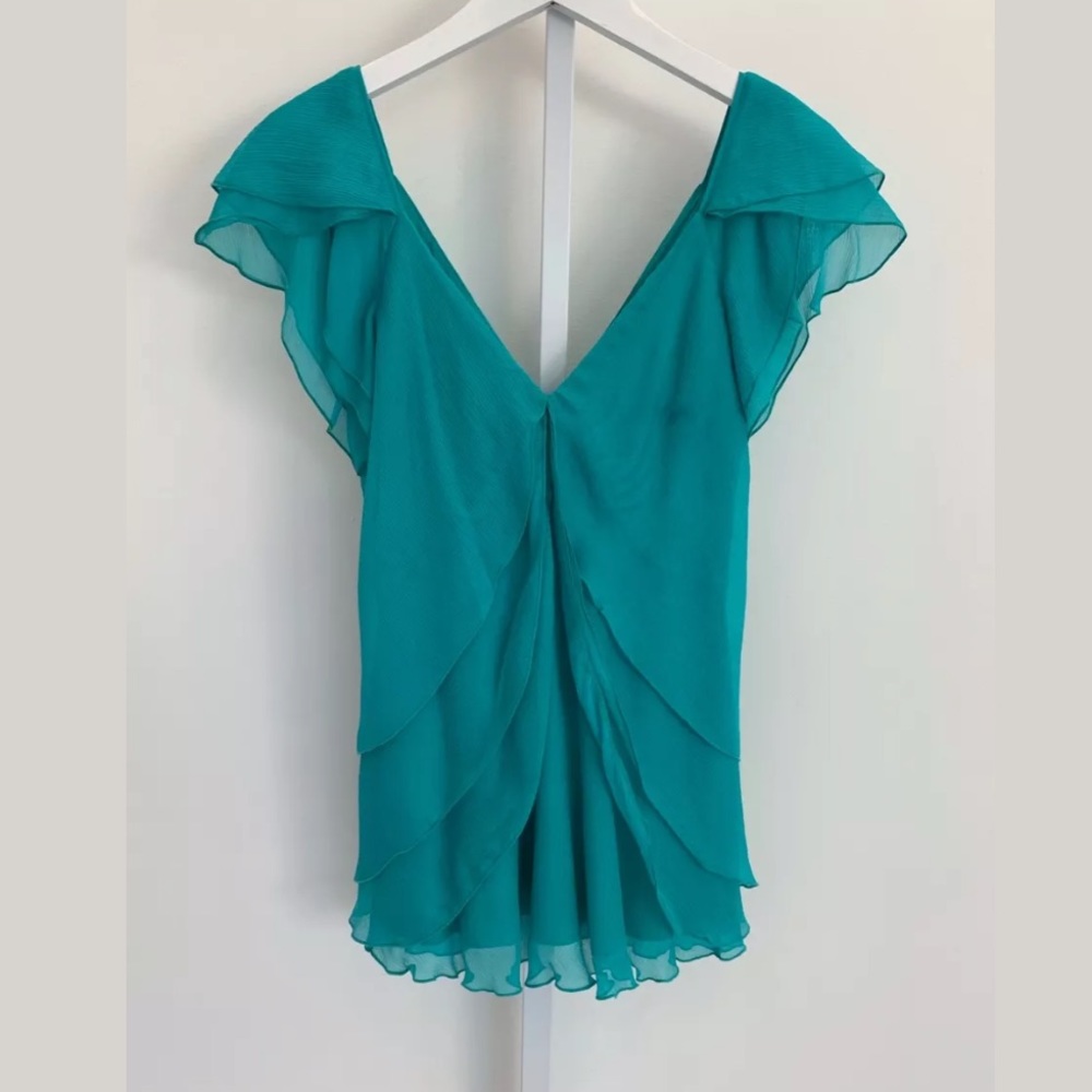 DIANE VON FURSTENBERG DELPH TEAL SILK TOP SIZE 6